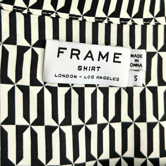Frame - Silk Blouse, Black and White Patterned Women's Top - Picture 10 of 10